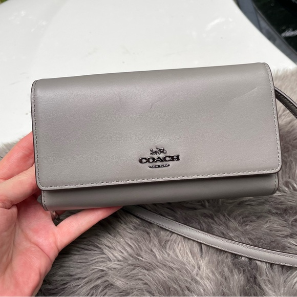 Coach Slim Grey Leather Crossbody Bag - Picture 1 of 14